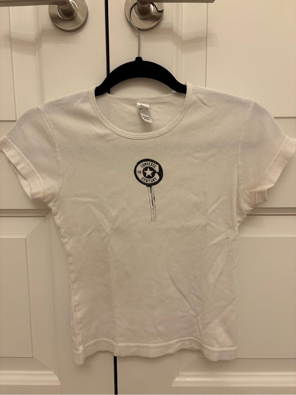 Converse White Tee with Black Center Logo